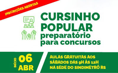CURSINHO POPULAR PREPARATÓRIO PARA CONCURSOS: INSCRIÇÕES ABERTAS